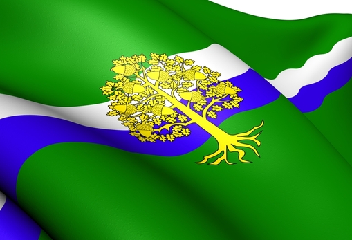 Робин Гуд ожидает гостей в Шервудском лесу Ноттингемшира - Flag of Nottinghamshire County Council, England