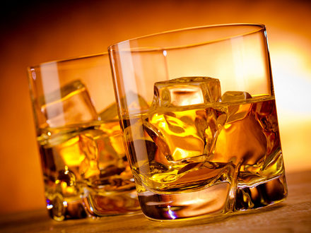 Glasses with cold whiskey