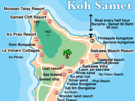 Ko Samet, map, Thailand