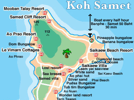 Ko Samet, map, Thailand