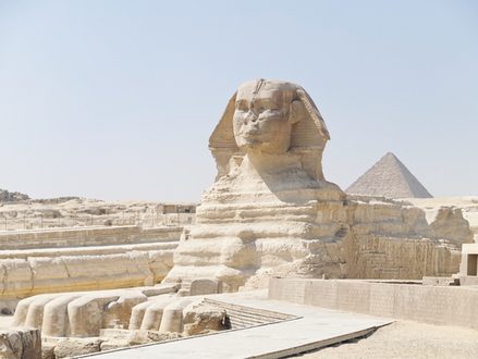 The Sphinx and the great Pyramid at Giza, Egypt