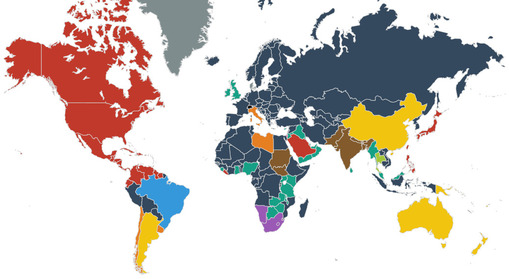 Типы электрических розеток в странах мира - World map showing the spread of plug types / worldstandards.eu